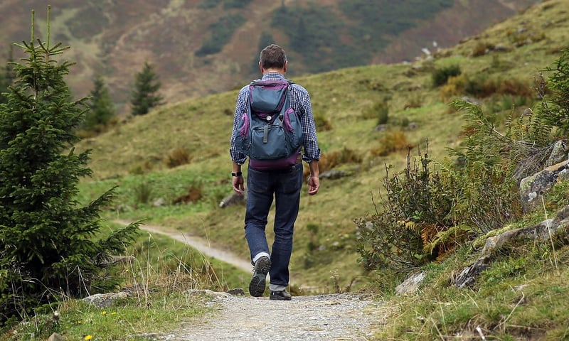 Woman hiking in the mountains